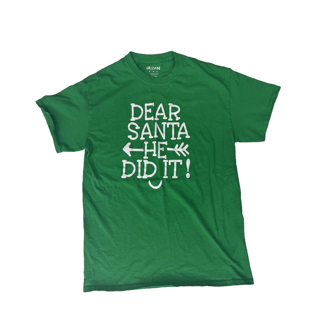 Dear Santa HE Did It - Funny Couples Christmas T Shirt- Unisex size M